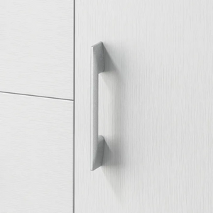 Cassettiera multiuso con 4 cassetti scorrevoli e 1 anta frontali bianchi e struttura cemento - Contempy