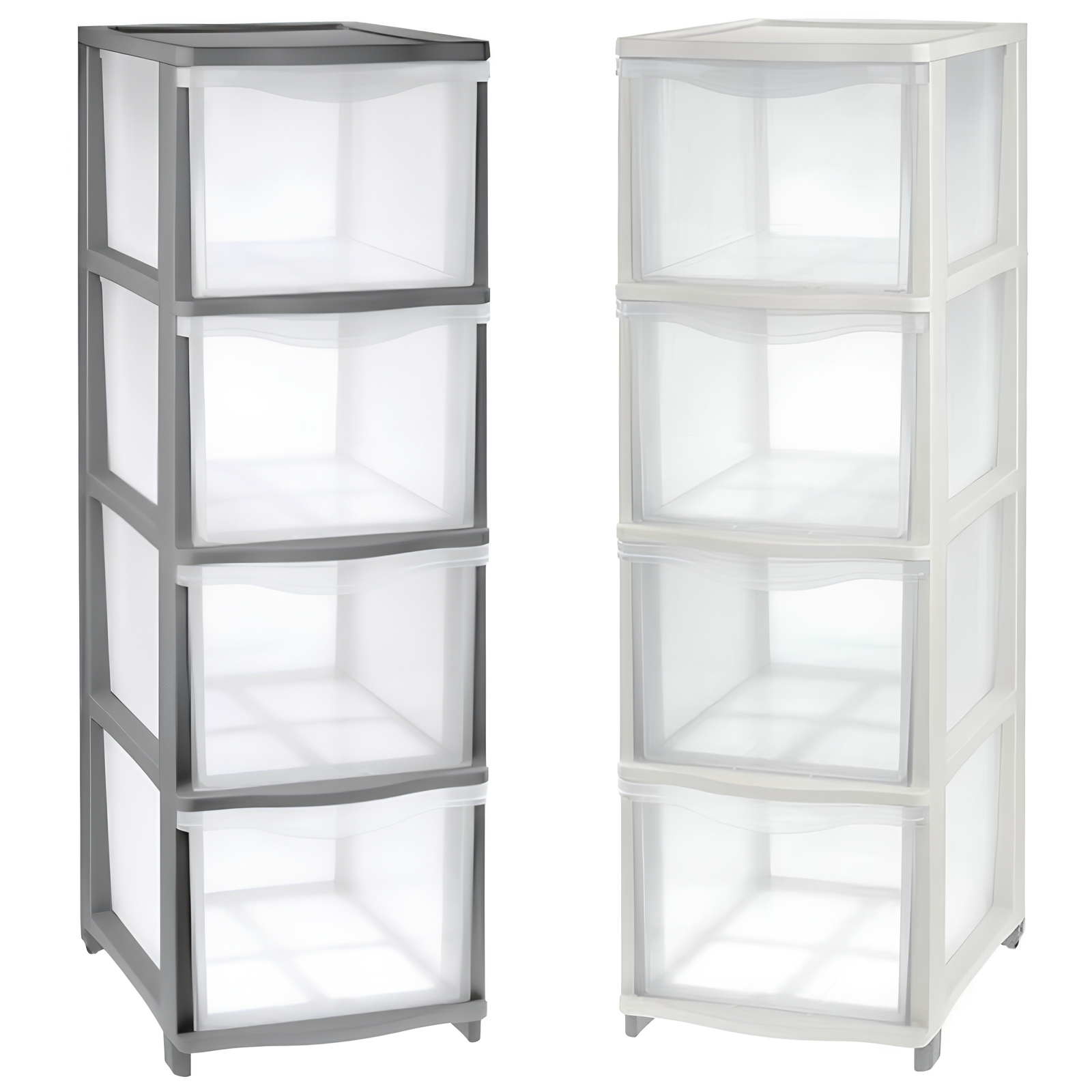 Cassettiera alta salvaspazio "Line max" in plastica con 4 cassetti per casa o ufficio