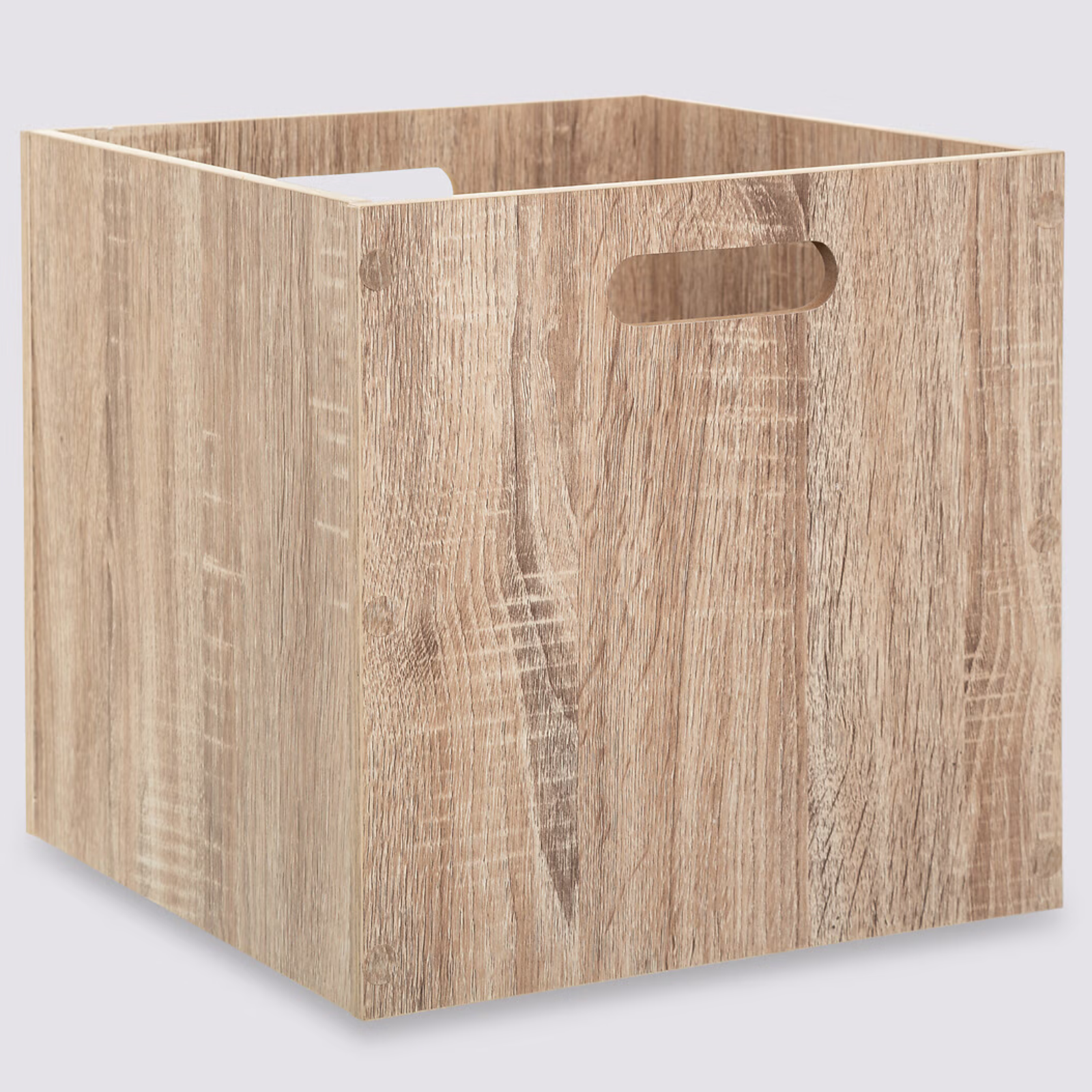 Cesto portaoggetti in legno effetto rovere naturale 31x31 cm - Mix