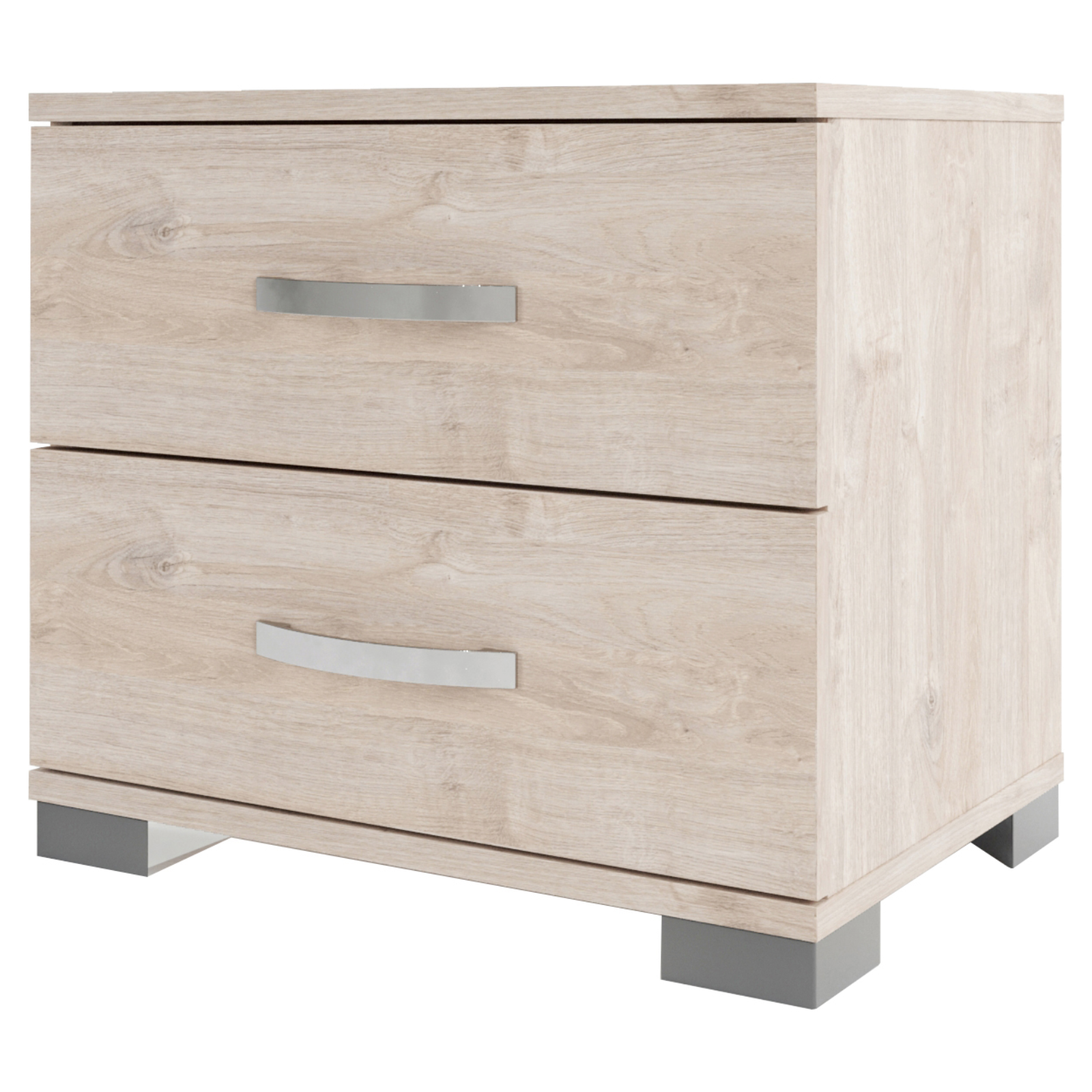 Comodino in legno "Comma" con 2 cassetti design moderno per cameretta o camera da letto
