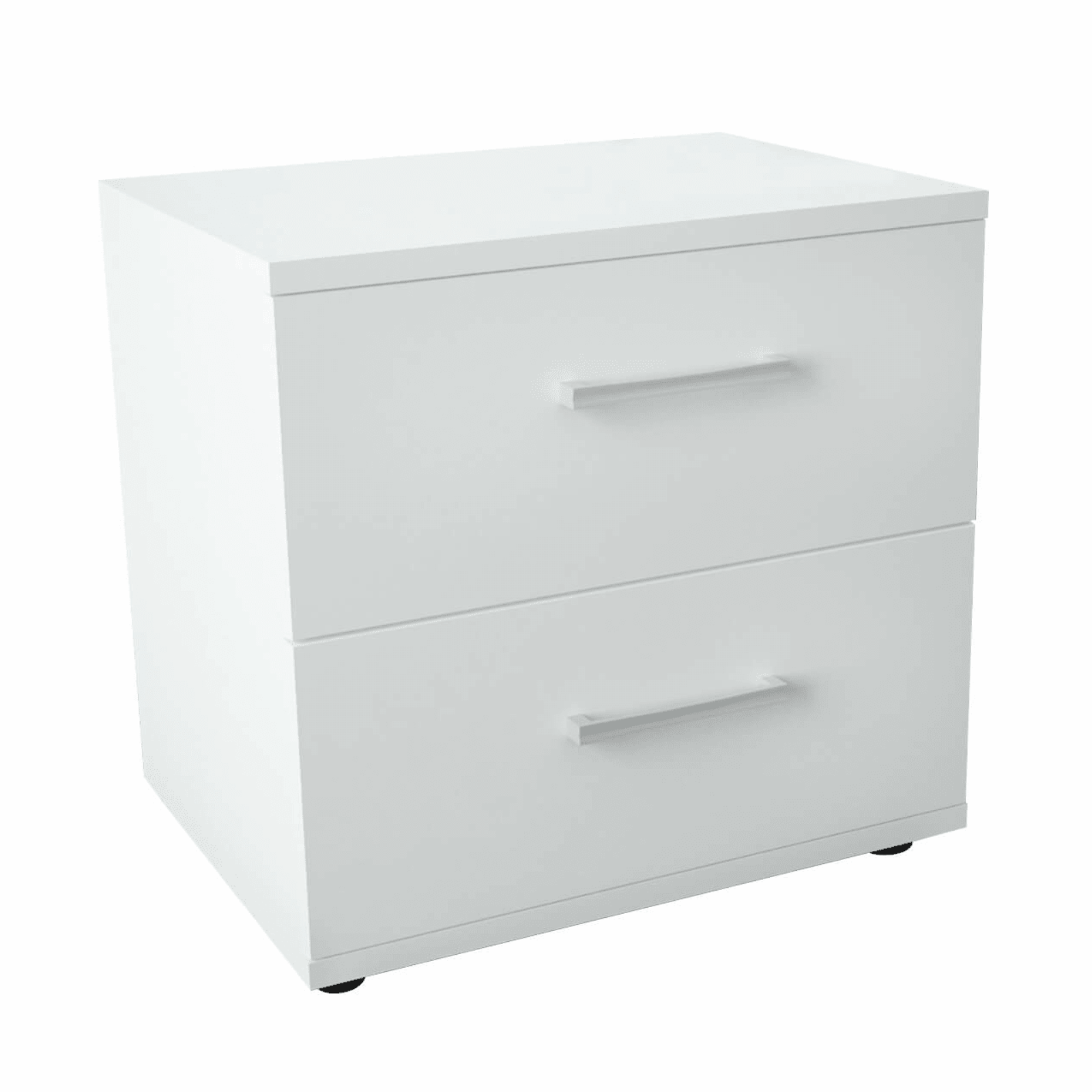Comodino con 2 cassetti "Venni" bianco in legno salvaspazio design moderno