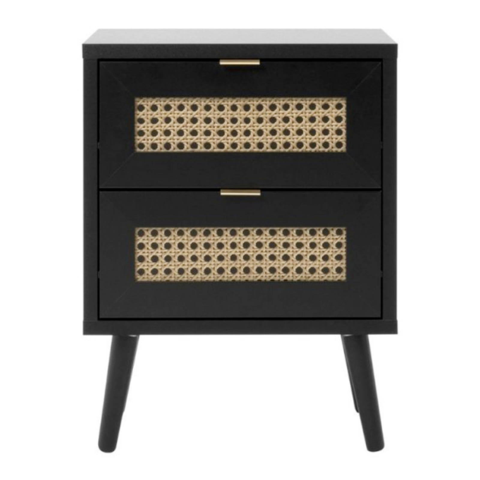 Comodino con 2 cassetti "Aurora" design moderno con frontali effetto vimini