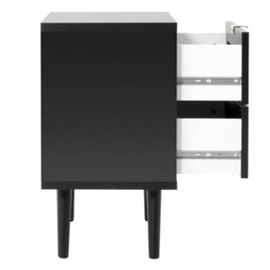 Comodino con 2 cassetti "Aurora" design moderno con frontali effetto vimini