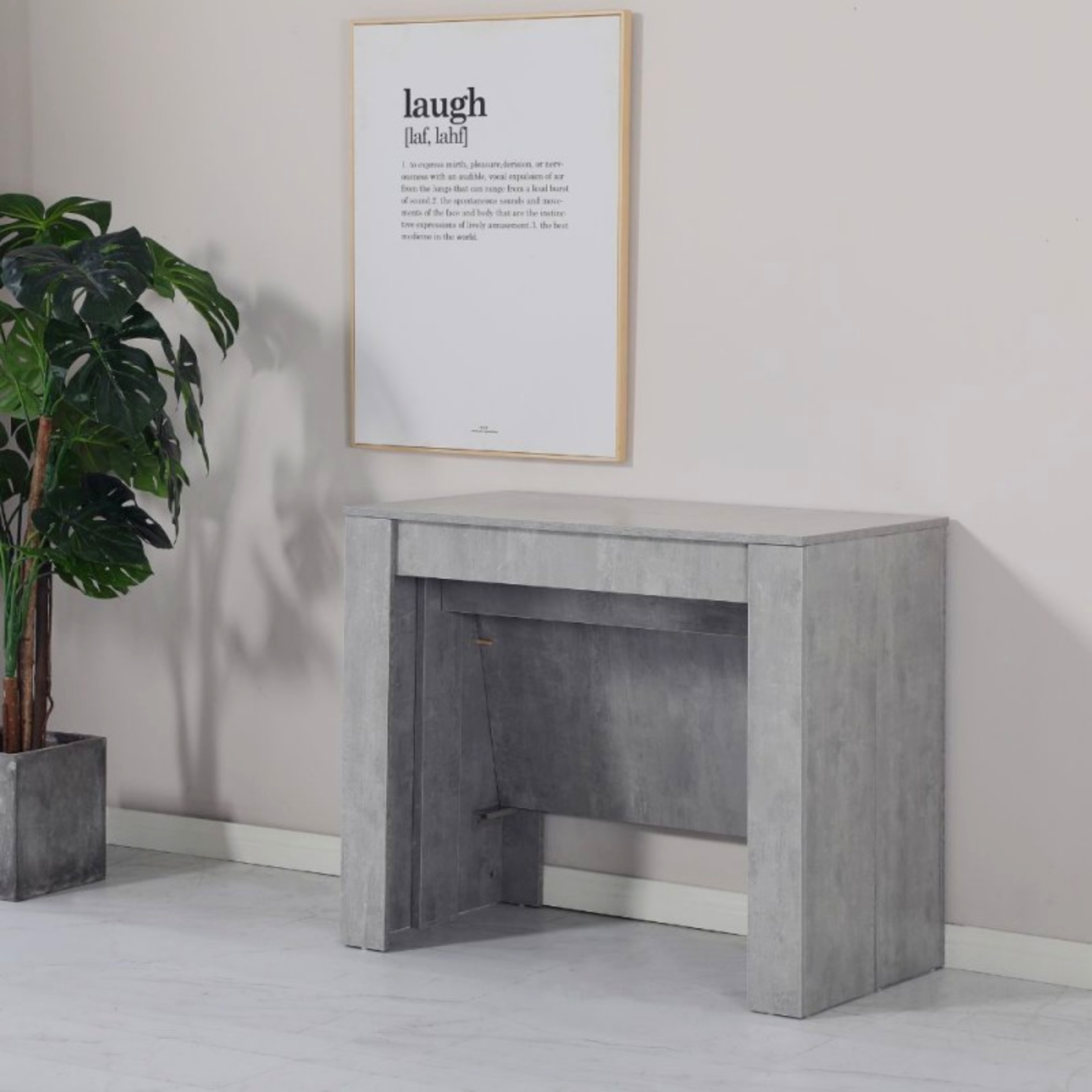 Consolle allungabile 50/300x75H in legno design moderno color cemento - Ofeli