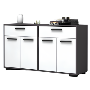 Credenza da soggiorno design moderno antracite e bianco 4 ante e 2 cassetti - Truvy