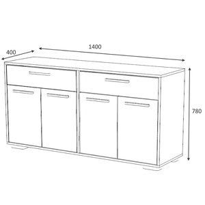 Credenza da soggiorno design moderno antracite e bianco 4 ante e 2 cassetti - Truvy