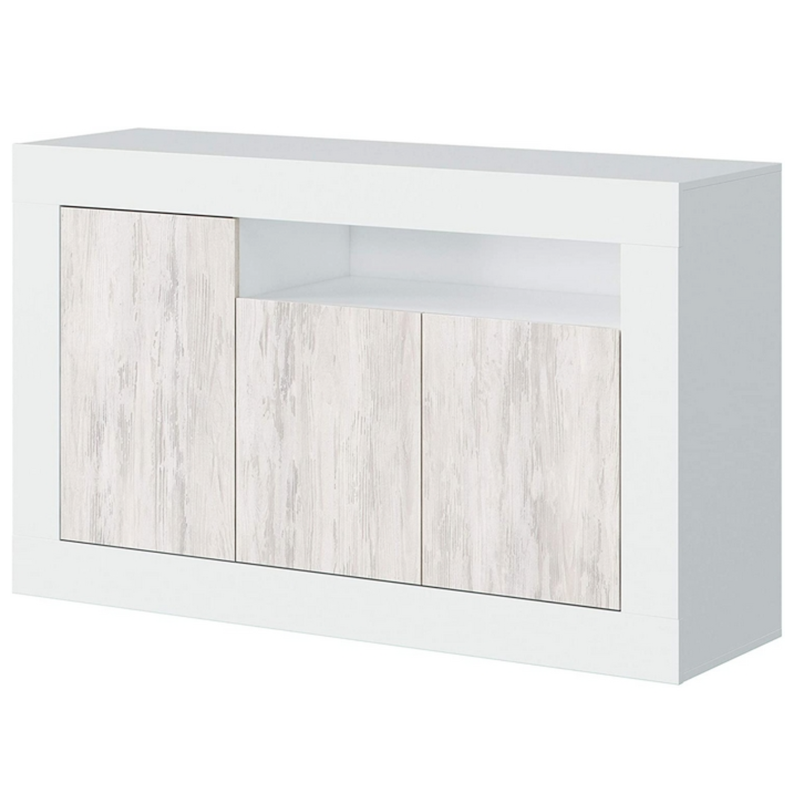 Credenza "Baltic" con struttura in legno design moderno a 3 ante bianco anticato