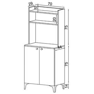 Credenza alta design moderno rovere 2 ante effetto rattan e ripiani - Zan
