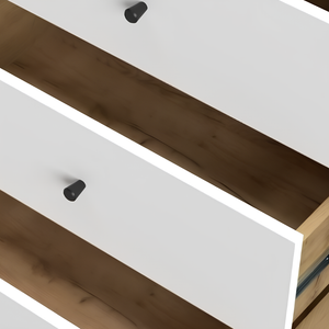 Credenza design moderno con ante design geometrico e 3 cassetti rovere e bianco - Bolli