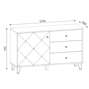 Credenza design moderno con ante design geometrico e 3 cassetti rovere e bianco - Bolli