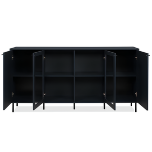 Credenza 180 cm da soggiorno design moderno 2 ante battenti 2 ante vetrinetta blu navy - Caracay