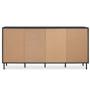 Credenza 180 cm da soggiorno design moderno 2 ante battenti 2 ante vetrinetta blu navy - Caracay