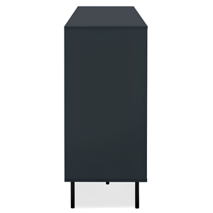 Credenza 180 cm da soggiorno design moderno 2 ante battenti 2 ante vetrinetta blu navy - Caracay