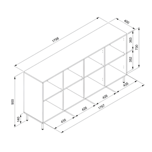 Credenza 180 cm da soggiorno design moderno 2 ante battenti 2 ante vetrinetta blu navy - Caracay