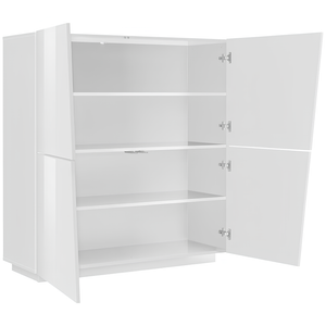Credenza Mobile da soggiorno 120 cm bianco lucido con 4 ante a taglio diagonale - Lume