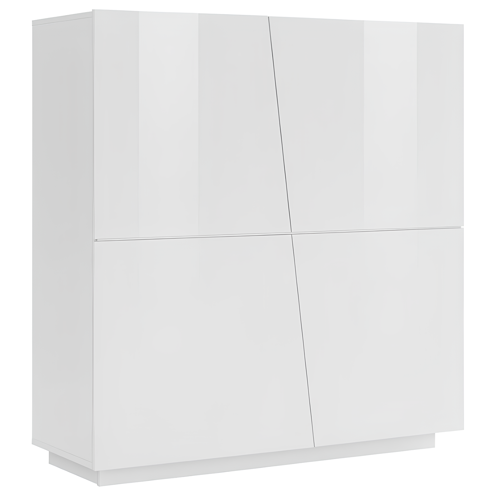 Credenza Mobile da soggiorno 120 cm bianco lucido con 4 ante a taglio diagonale - Lume