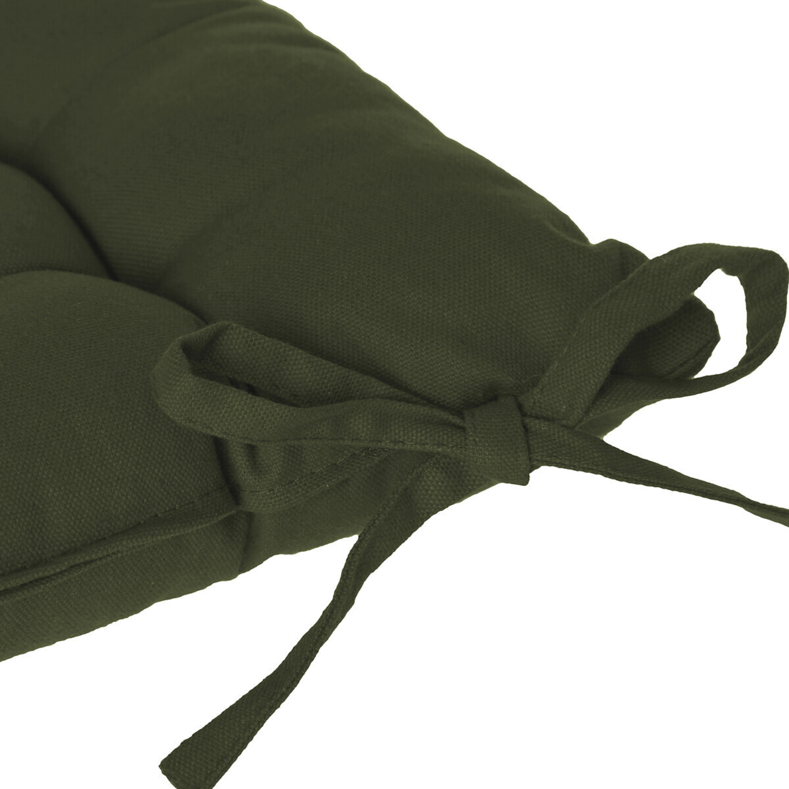 Cuscino per sedia verde quadrato imbottitura in cotone riciclato con lacci 38x38 cm