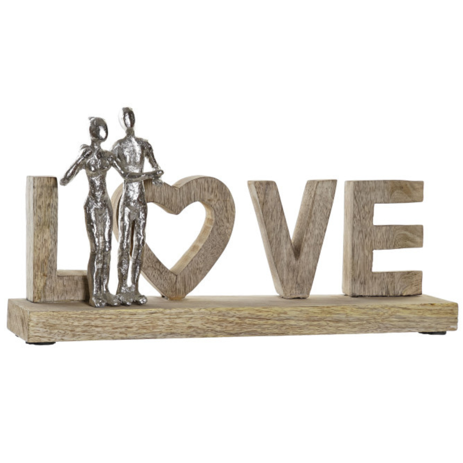 Statua decorativa in legno "Love" decorazioni per interno con coppia uomo donna in alluminio