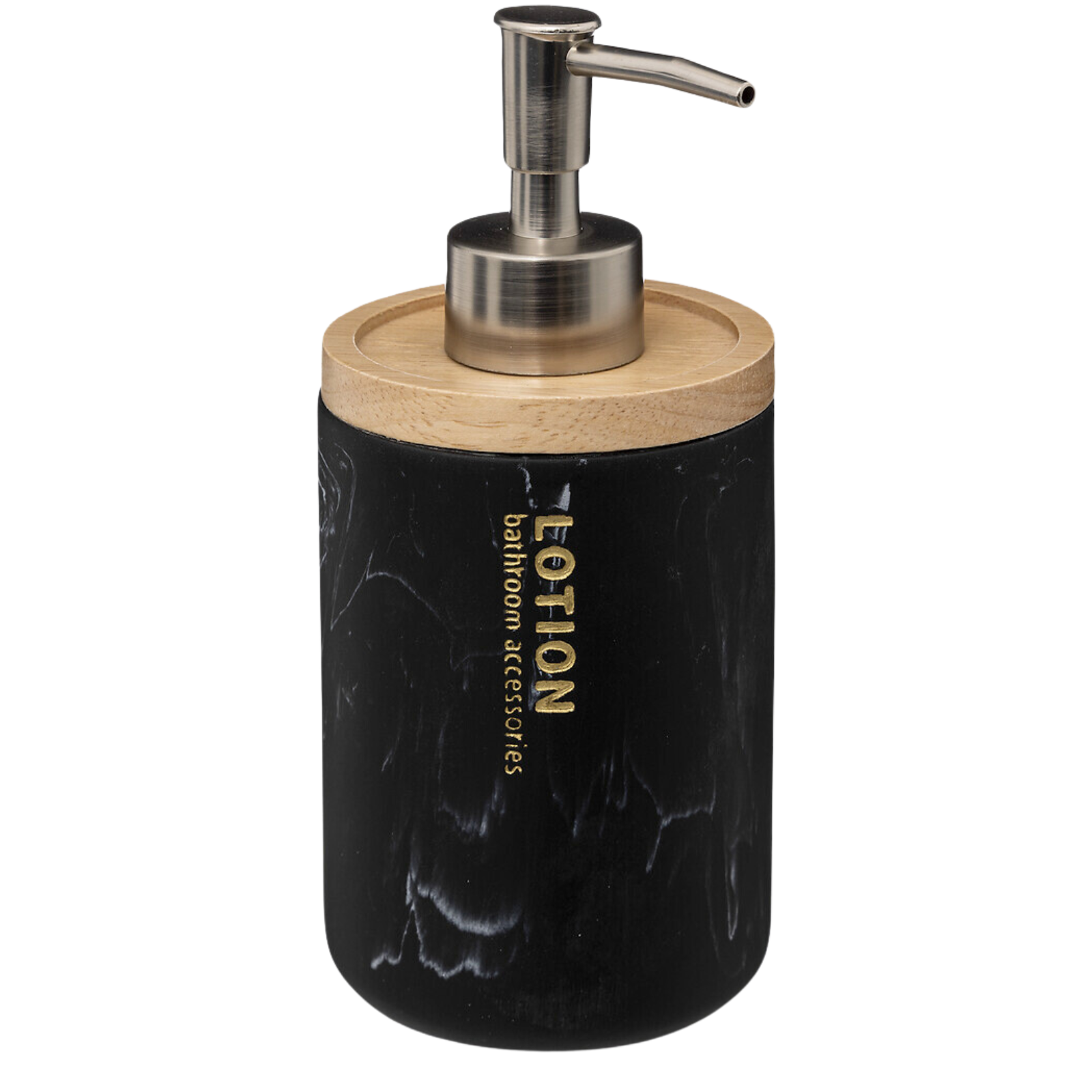 Dispenser sapone da bagno effetto marmo realizzato in resina bianca e bamboo 270 ml