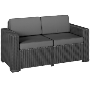 Divano da esterno 2 posti con cuscini in resina antiurto rattan graphite - California