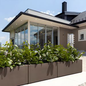 Fioriera rettangolare con spalliera da esterno design moderno Marrone con pedana drenante - Ethica