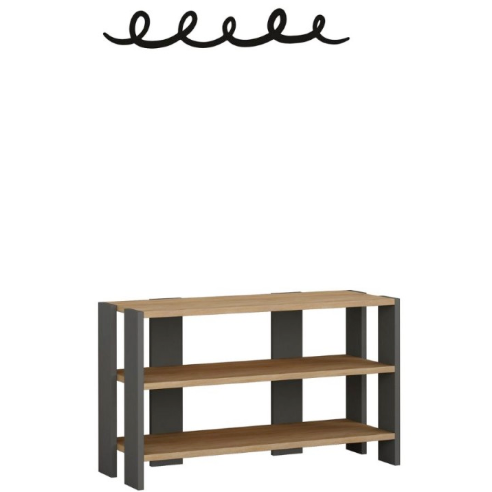 Mobile ingresso "Toni" con Scarpiera in legno 3 ripiani e appendiabiti in metallo