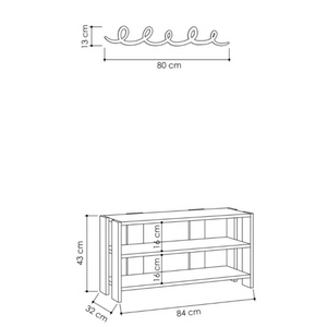 Mobile ingresso "Toni" con Scarpiera in legno 3 ripiani e appendiabiti in metallo