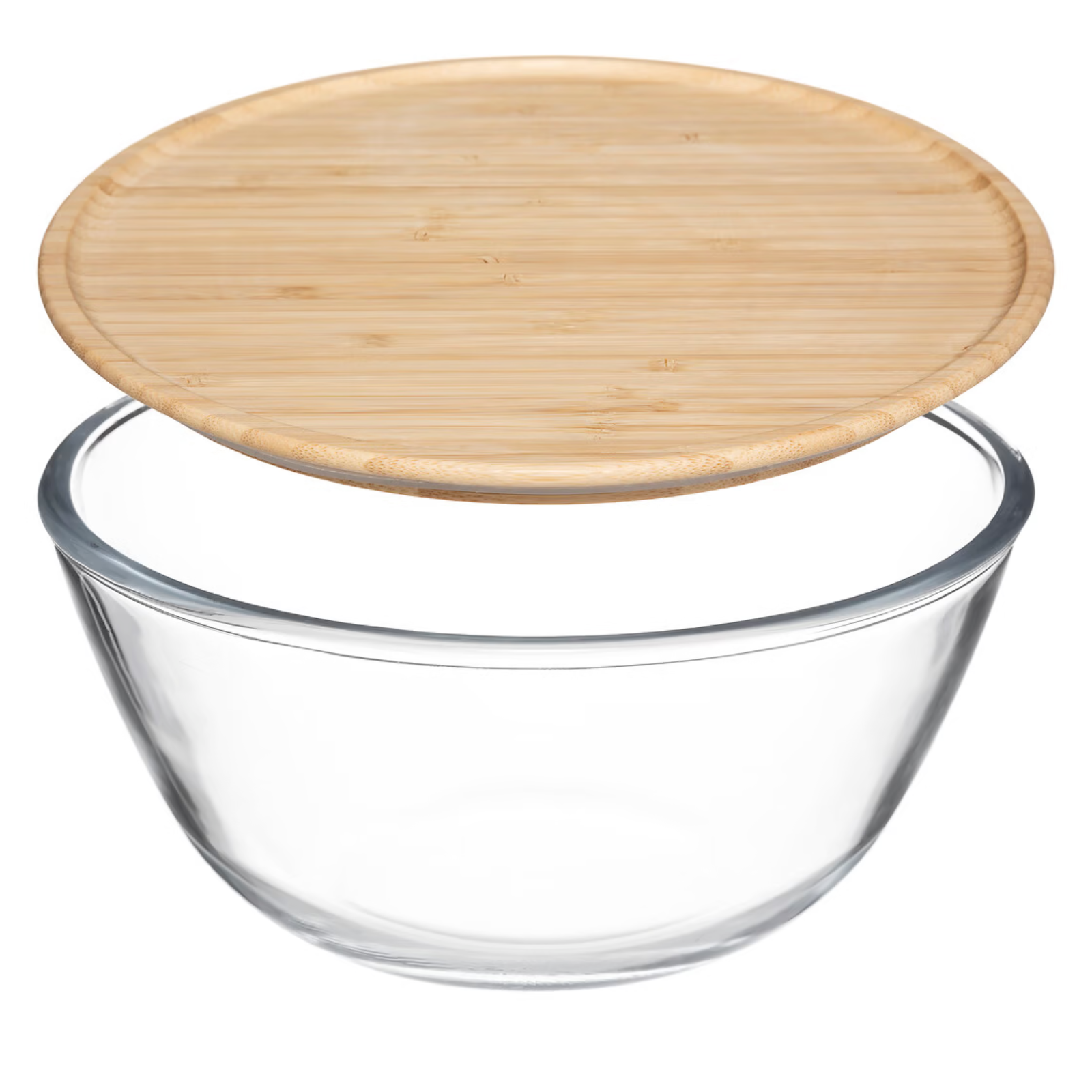 Insalatiera in vetro borosilicato con coperchio in bambù Ø23 cm - Taglia