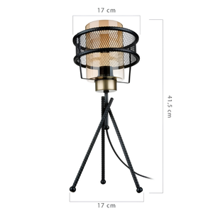 Lampada da tavolo design moderno in metallo intrecciato nero e vetro decorativo Fumè - Grann