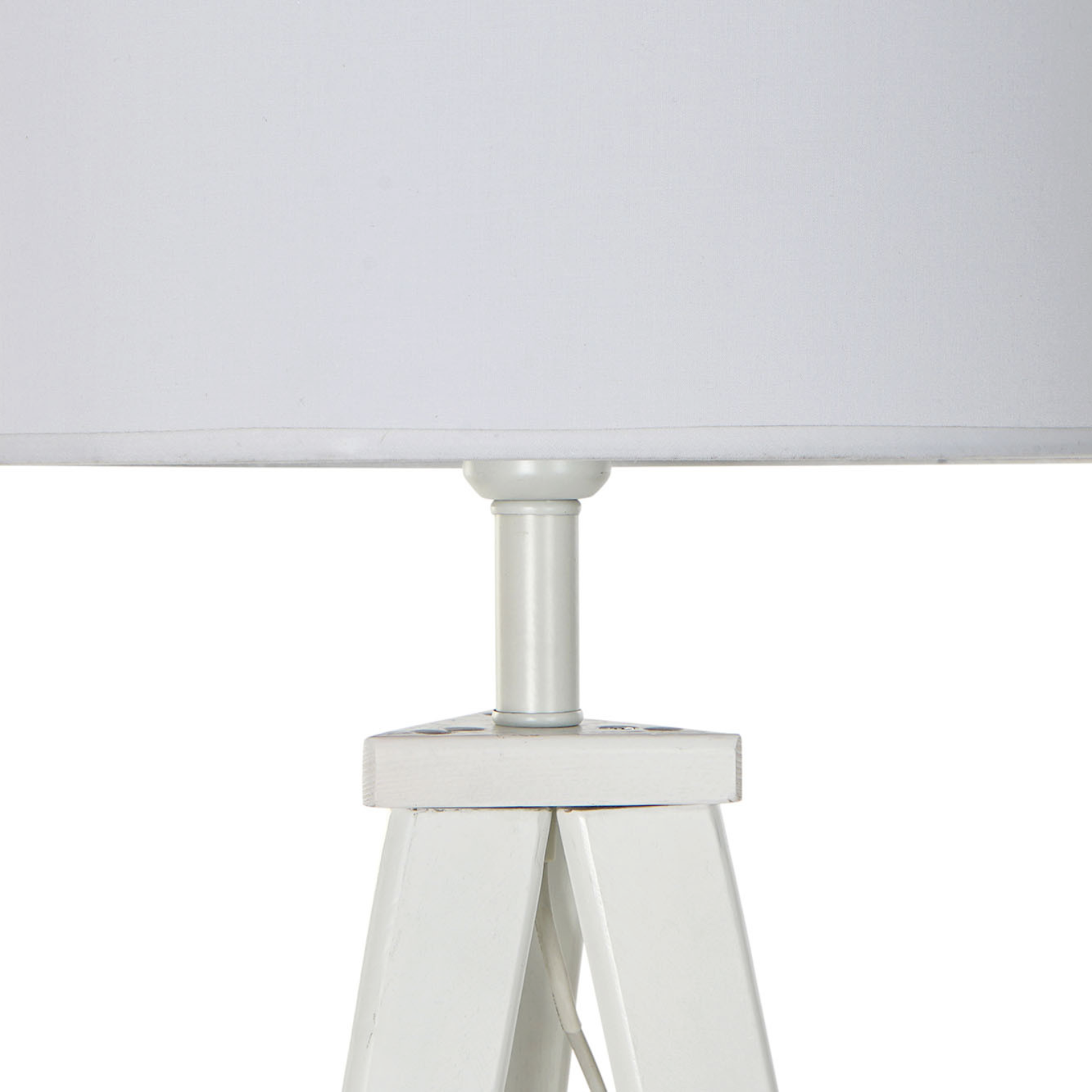 Lampada da terra treppiedi bianca "Mik" design moderno in legno con paralume in plastica