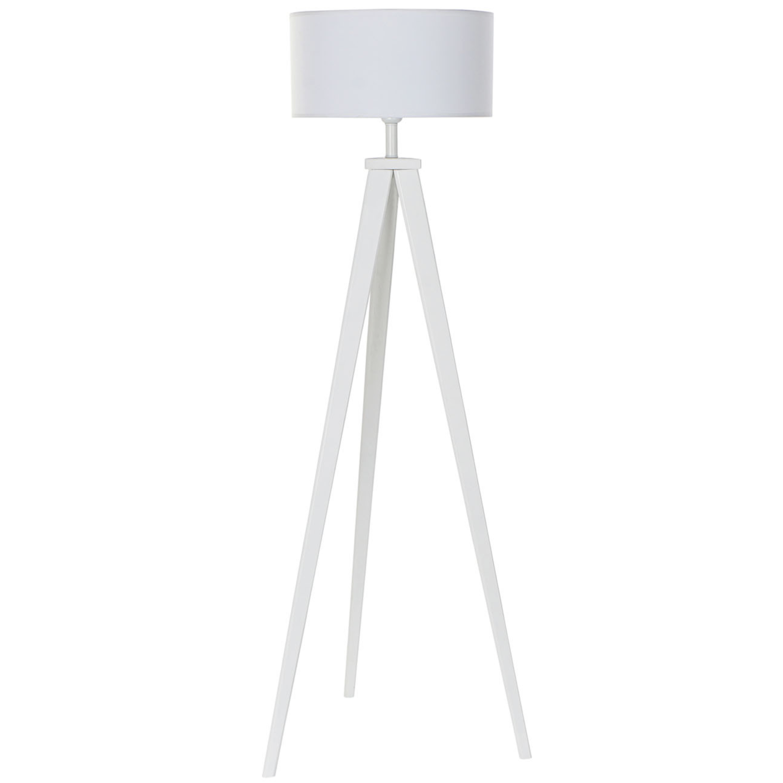 Lampada da terra treppiedi bianca "Mik" design moderno in legno con paralume in plastica