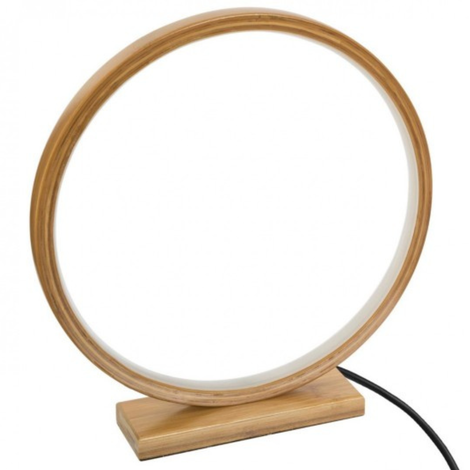 Lampada da tavolo o scrivania a led rotonda "Terry" design moderno in bambù