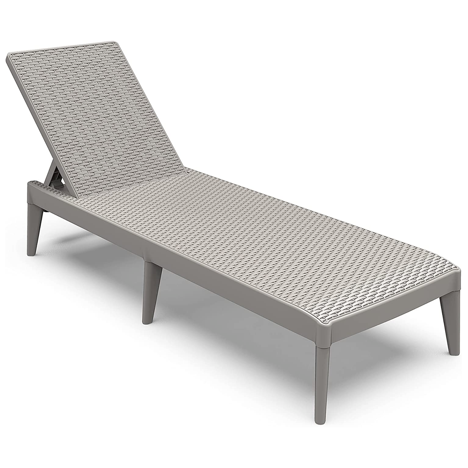 Lettino prendisole grigio in resina con finitura rattan - Numa