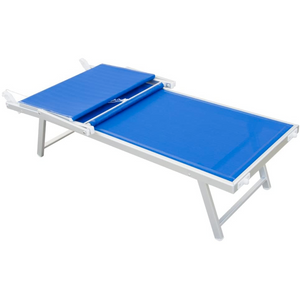 Lettino prendisole con parasole design moderno con struttura in alluminio e acciaio e telo in texitilene blu