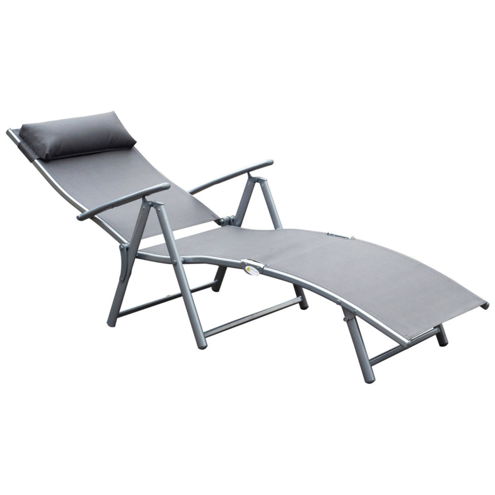 Lettino prendisole "Charm" grigio con struttura in alluminio e rivestimento in texitilene da piscina o giardino