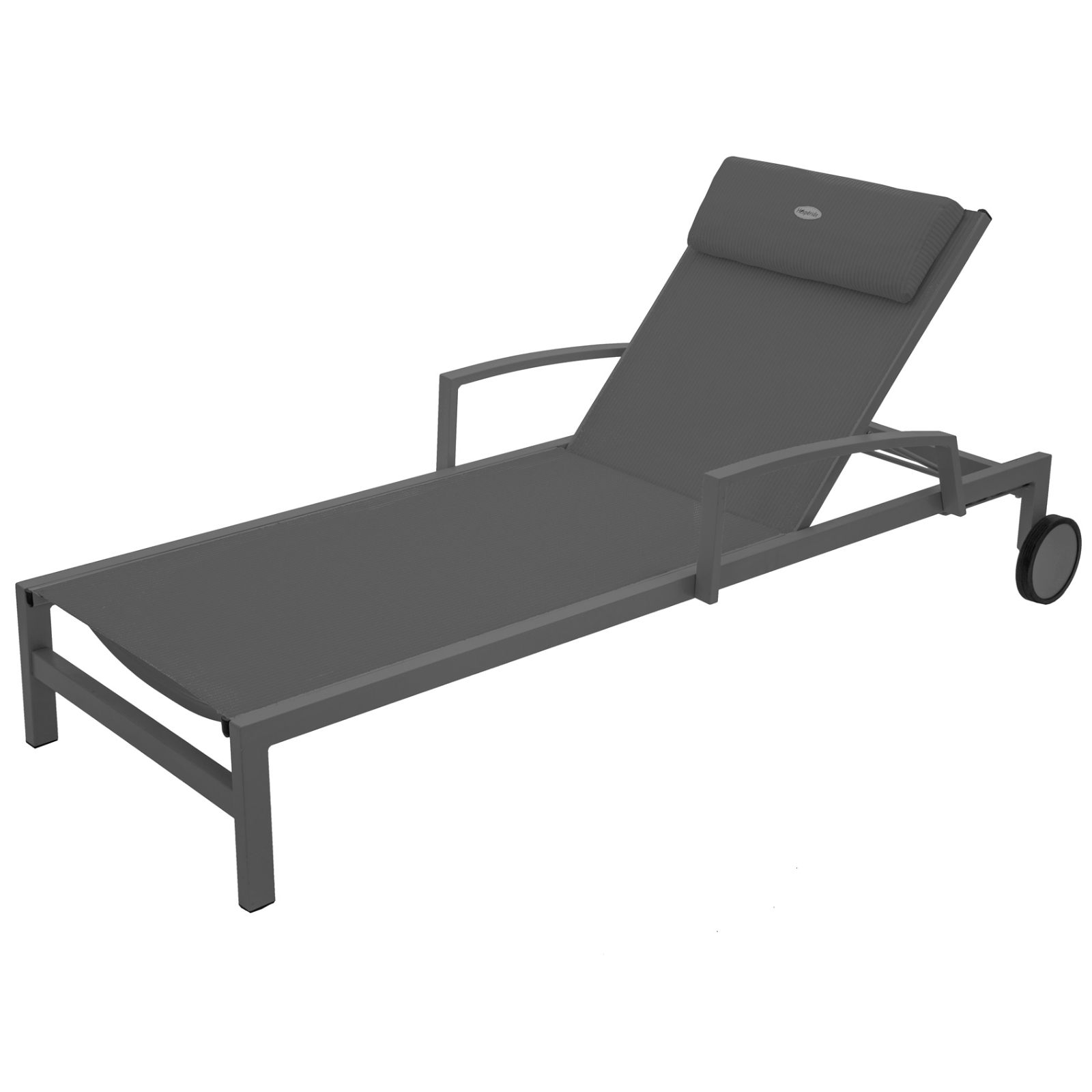 Lettino prendisole "Malibu" antracite reclinabile struttura in alluminio verniciato seduta e schienale in texitilene con ruote