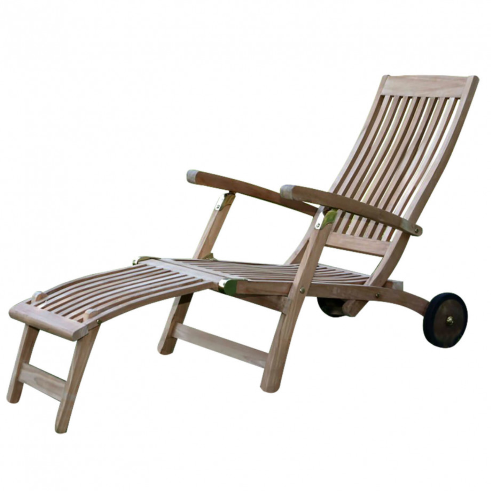 Lettino prendisole in legno teak con braccioli e ruote - Solito