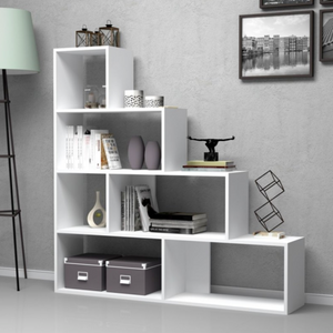 Libreria design moderno "Alis" a scala color Bianco con bordi in abs