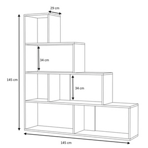 Libreria design moderno "Alis" a scala color Bianco con bordi in abs