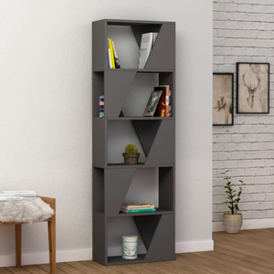 Libreria in legno con 5 ripiani design moderno antracite