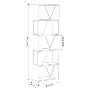 Libreria in legno con 5 ripiani design moderno antracite