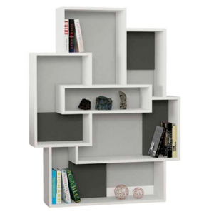 Libreria in legno design moderno geometrico bianco da soggiorno o cameretta