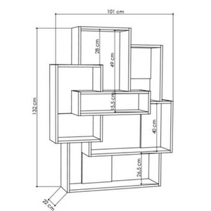 Libreria da soggiorno in legno design moderno geometrico color rovere e antracite