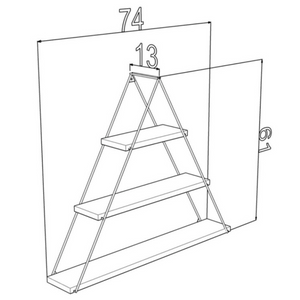 Mensola da parete triangolare in legno e metallo con 3 ripiani - Moseti