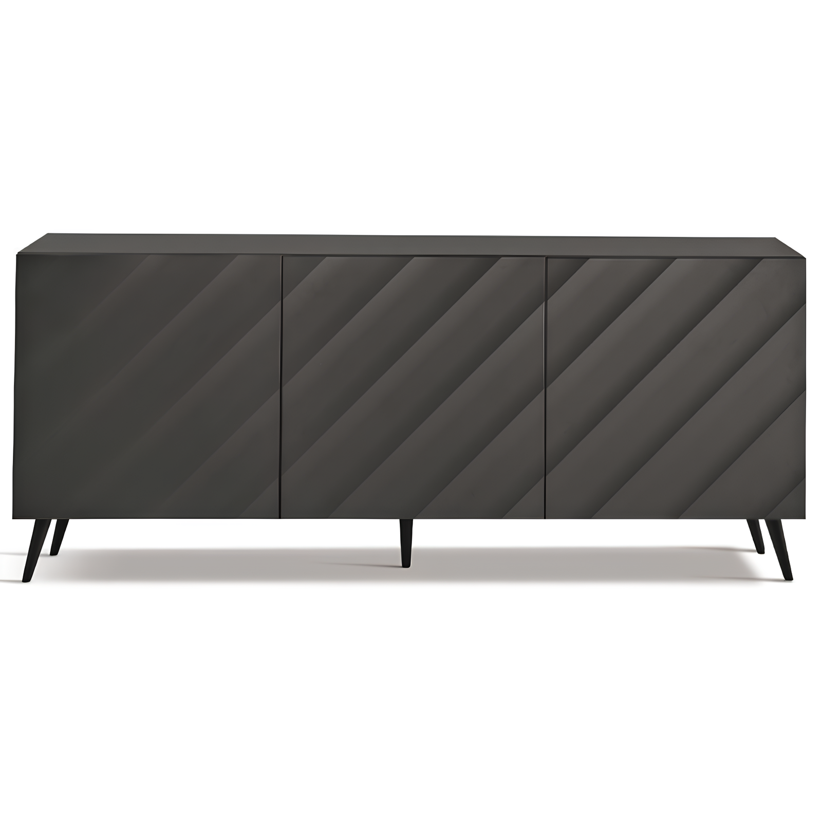Madia 3 ante in legno antracite 180x80h con 5 gambe in metallo nero - Fiorenza
