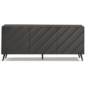 Madia 3 ante in legno antracite 180x80h con 5 gambe in metallo nero - Fiorenza