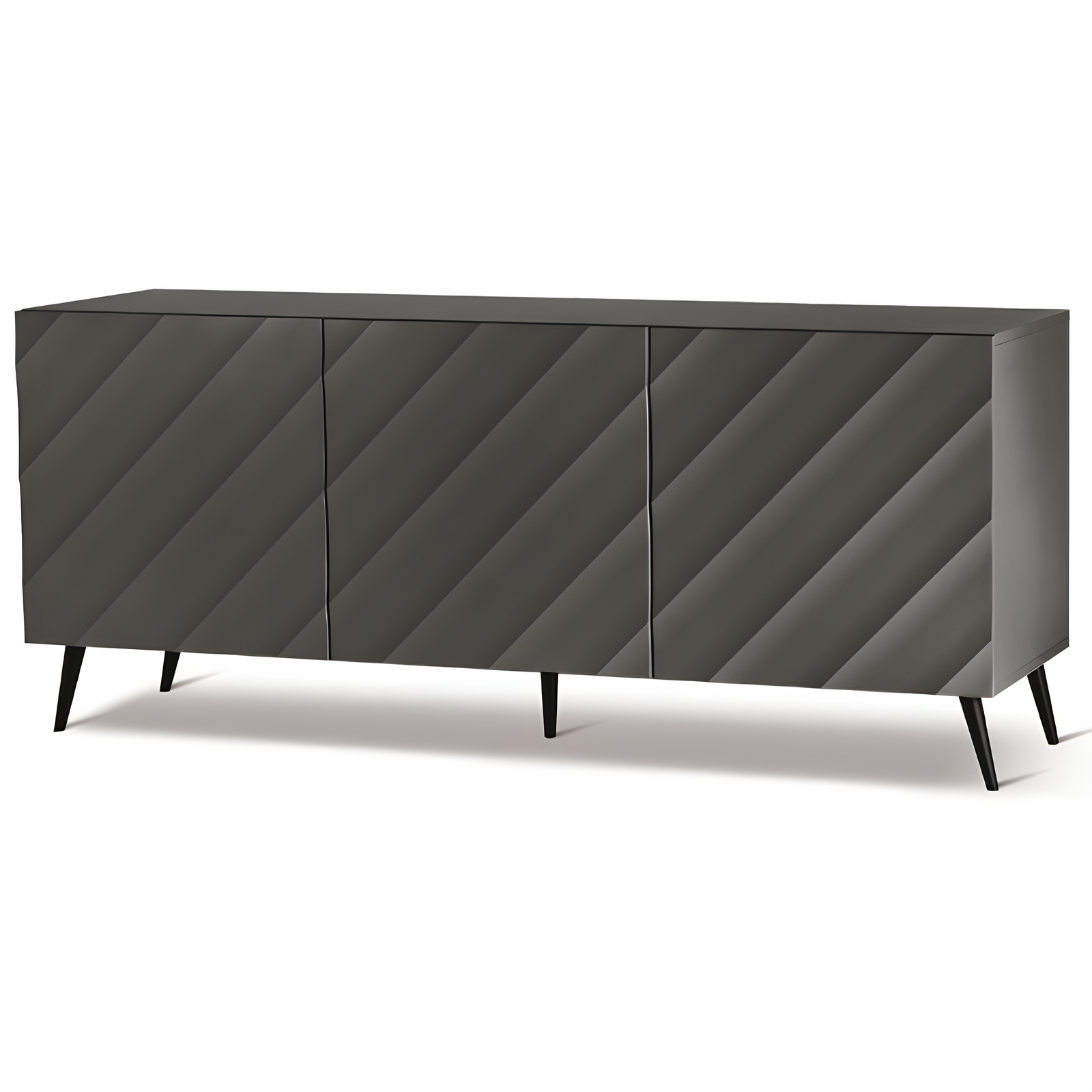 Madia 3 ante in legno antracite 180x80h con 5 gambe in metallo nero - Fiorenza
