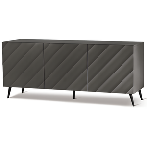 Madia 3 ante in legno antracite 180x80h con 5 gambe in metallo nero - Fiorenza