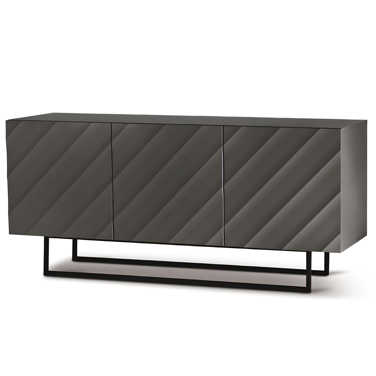 Madia 3 ante in legno antracite 180x80h con base base slitta in metallo nero - Fiorenza