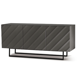 Madia 3 ante in legno antracite 180x80h con base base slitta in metallo nero - Fiorenza